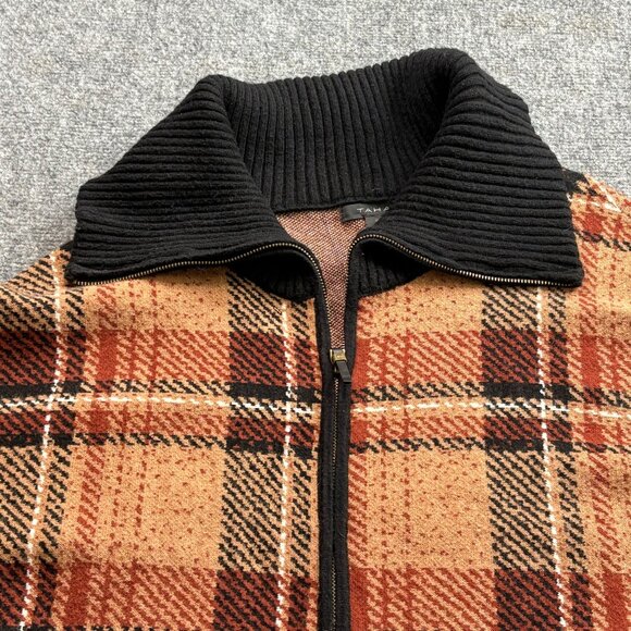 Tahari Sweater Cape Womens L XL Brown Plaid Dolman Sleeve Blanket Poncho Zip‎ Up - Picture 8 of 12